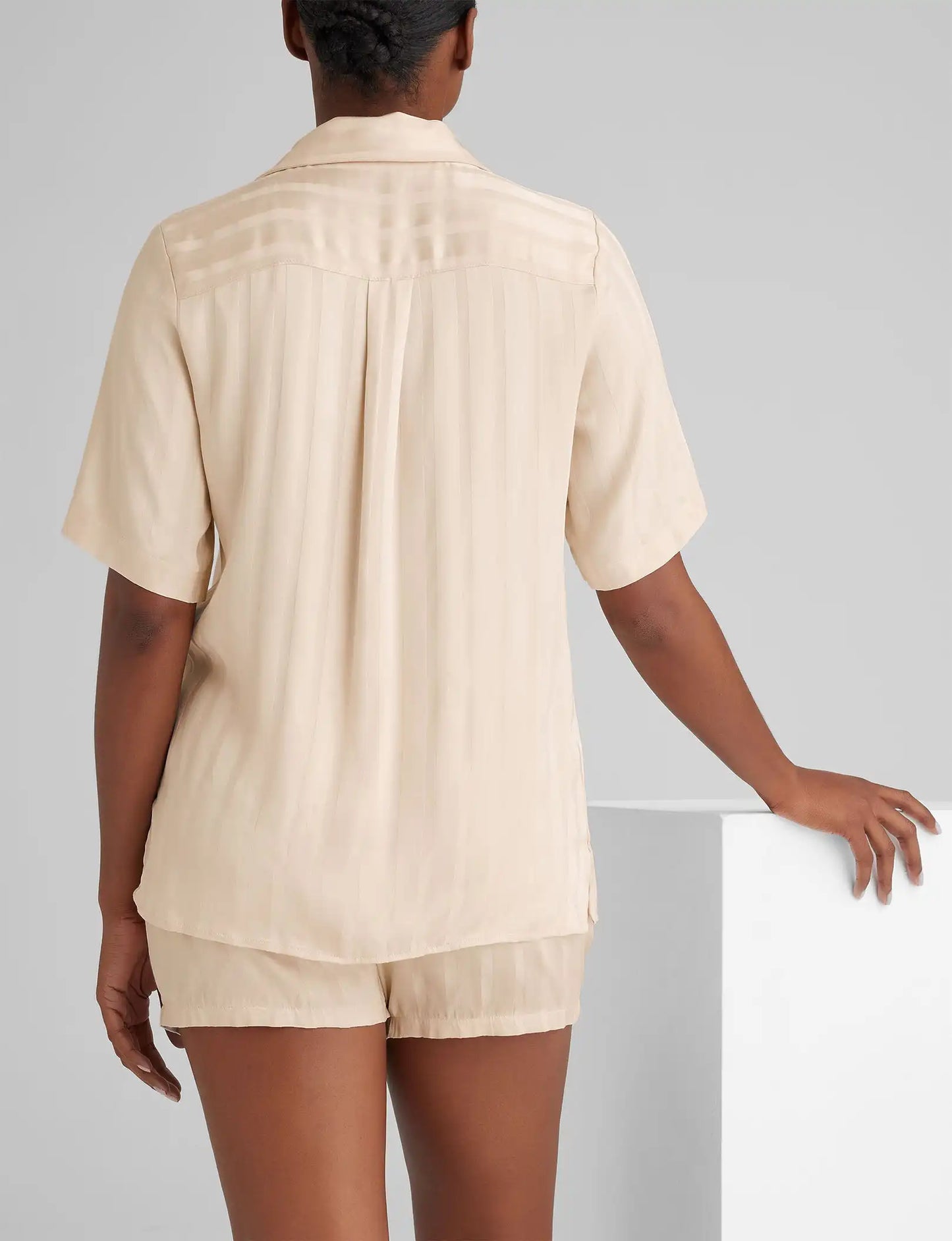 Women's Satin Jacquard Pajama Top & Short Set