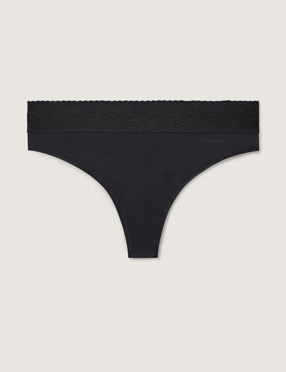 Women's Cool Cotton Thong, Lace Waist