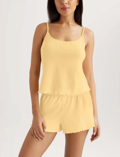 Women's Cotton Pointelle Rib Cami & Short Set