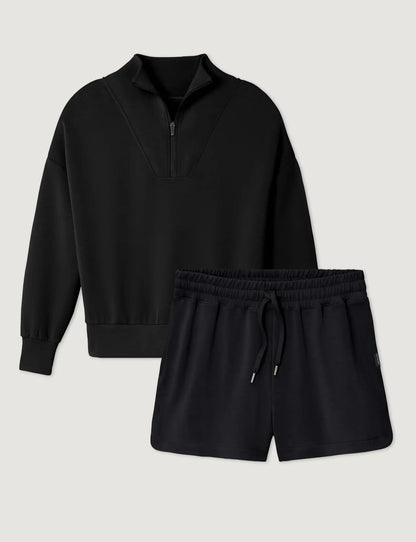 Women's Luxe Traveler Knit Quarter Zip & Mid-Rise Short Set
