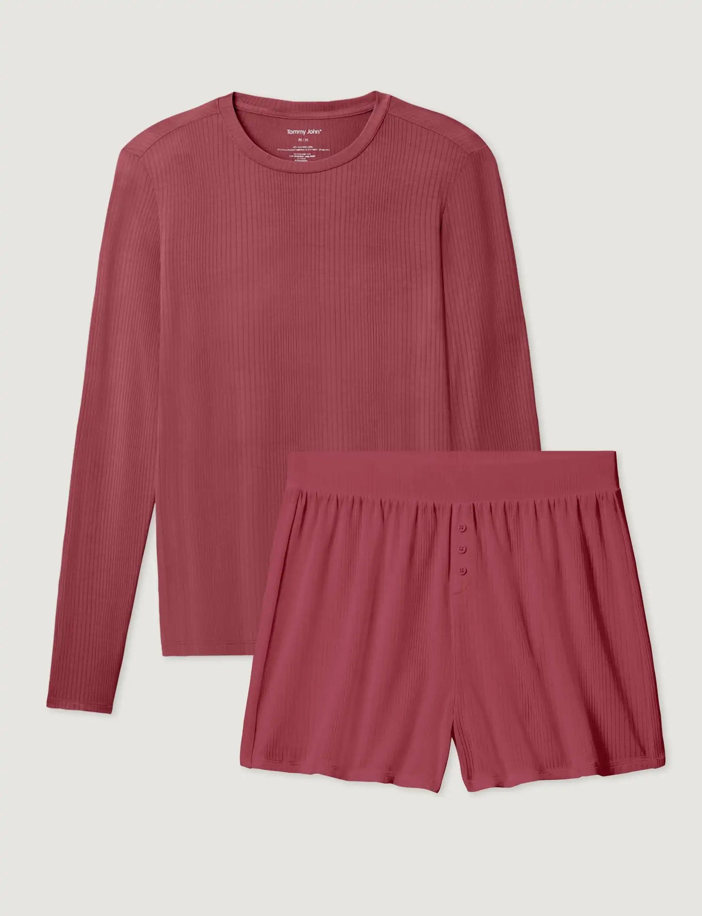 Women's Second Skin Luxe Rib Long Sleeve Crew Neck & Short Set