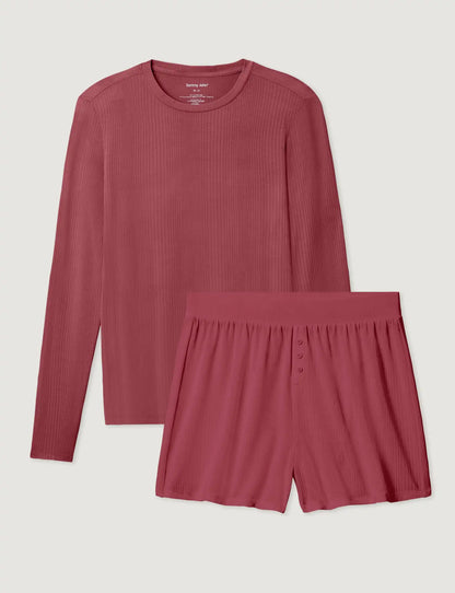 Women's Second Skin Luxe Rib Long Sleeve Crew Neck & Short Set
