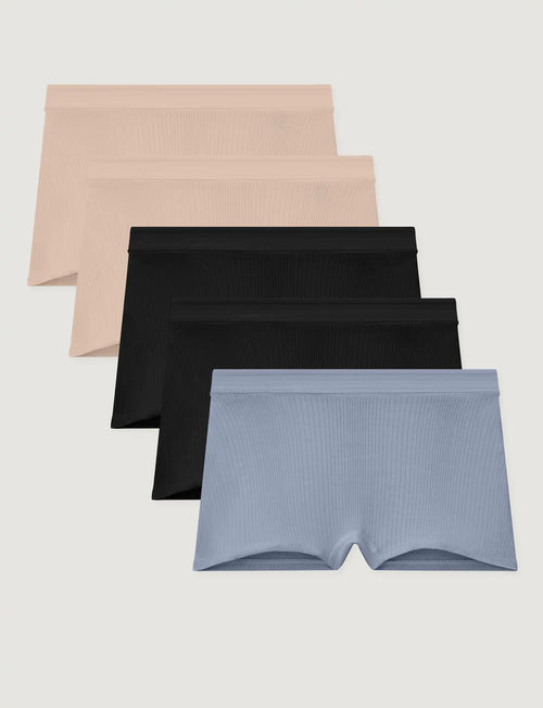 Women's Second Skin Luxe Rib Boyshort (5-Pack)