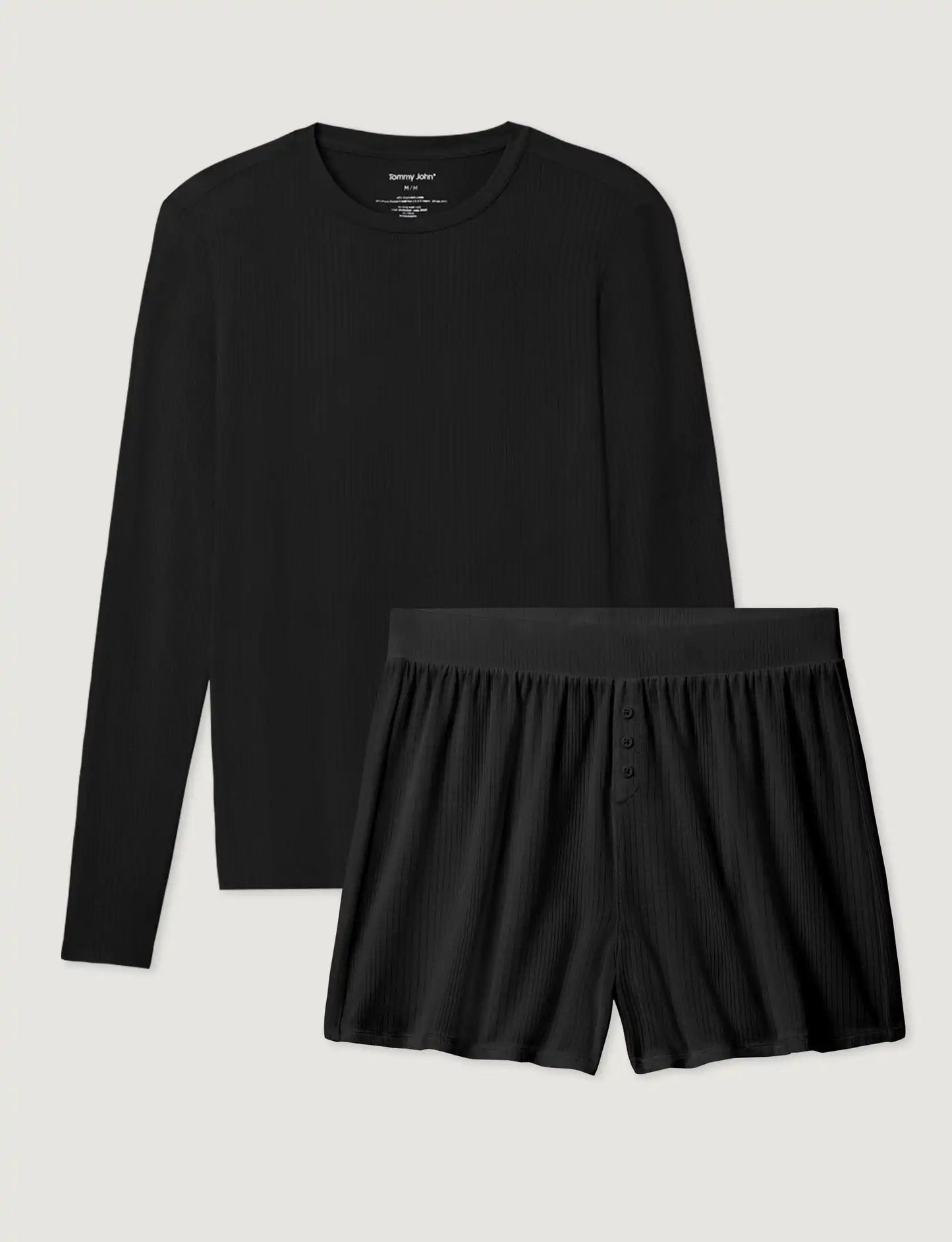 Women's Second Skin Luxe Rib Long Sleeve Crew Neck & Short Set