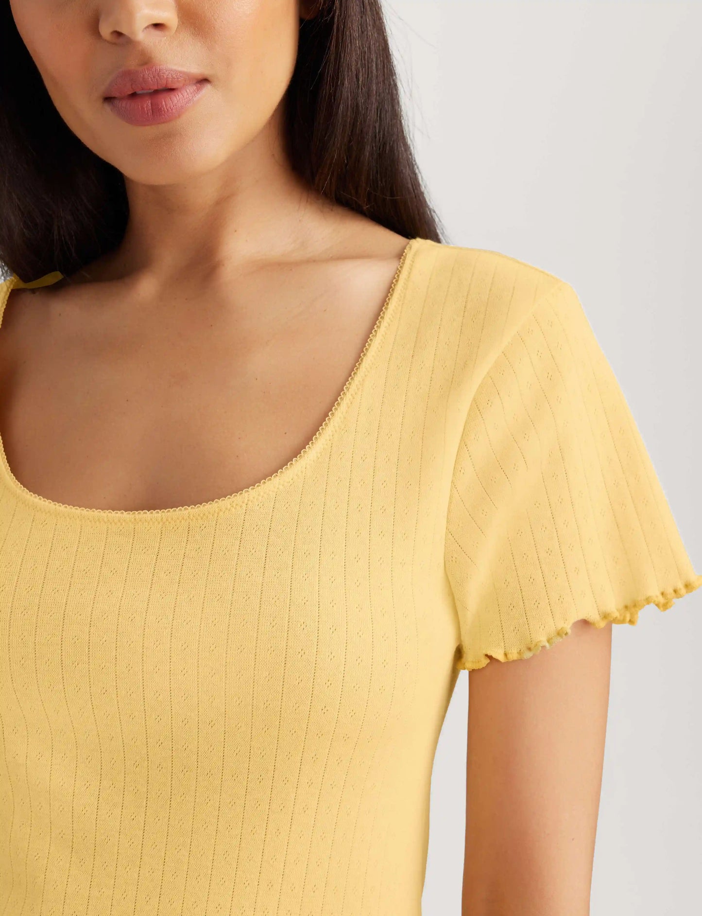 Women's Cotton Pointelle Rib Tee
