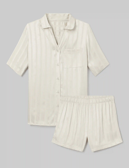 Women's Satin Jacquard Pajama Top & Short Set