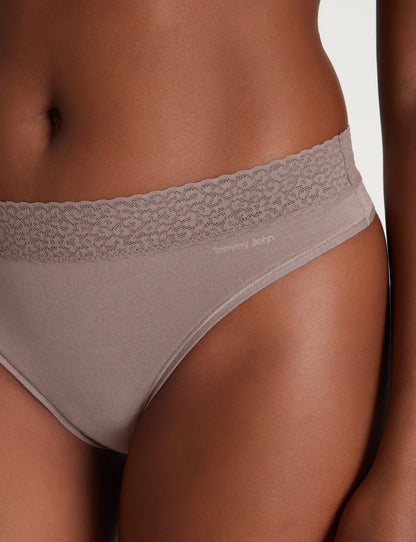 Women's Second Skin Thong, Lace Waist