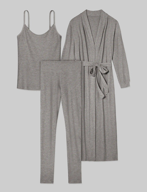 Women's Waffle Lounge Tank, Legging & Robe Set