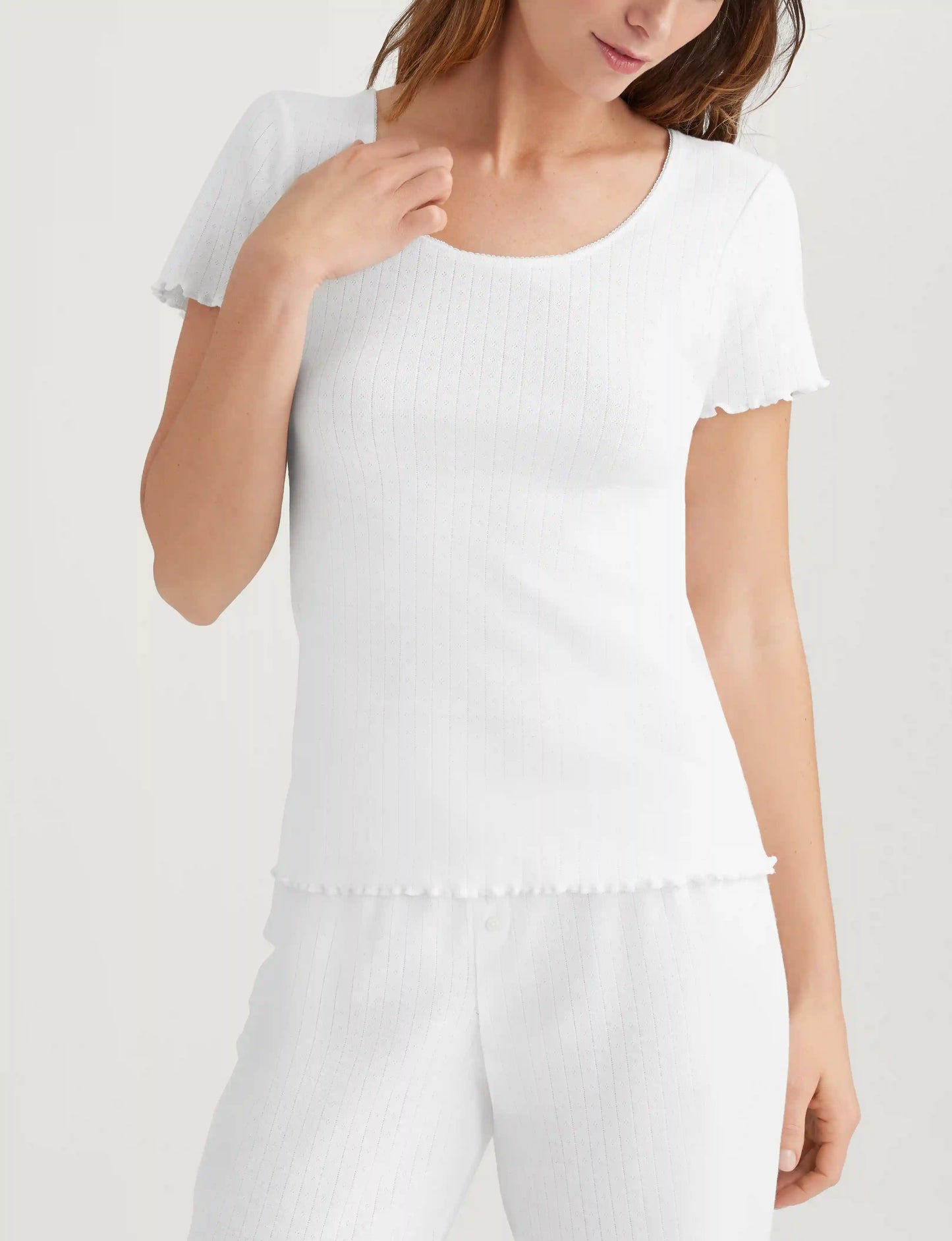 Women's Cotton Pointelle Rib Tee