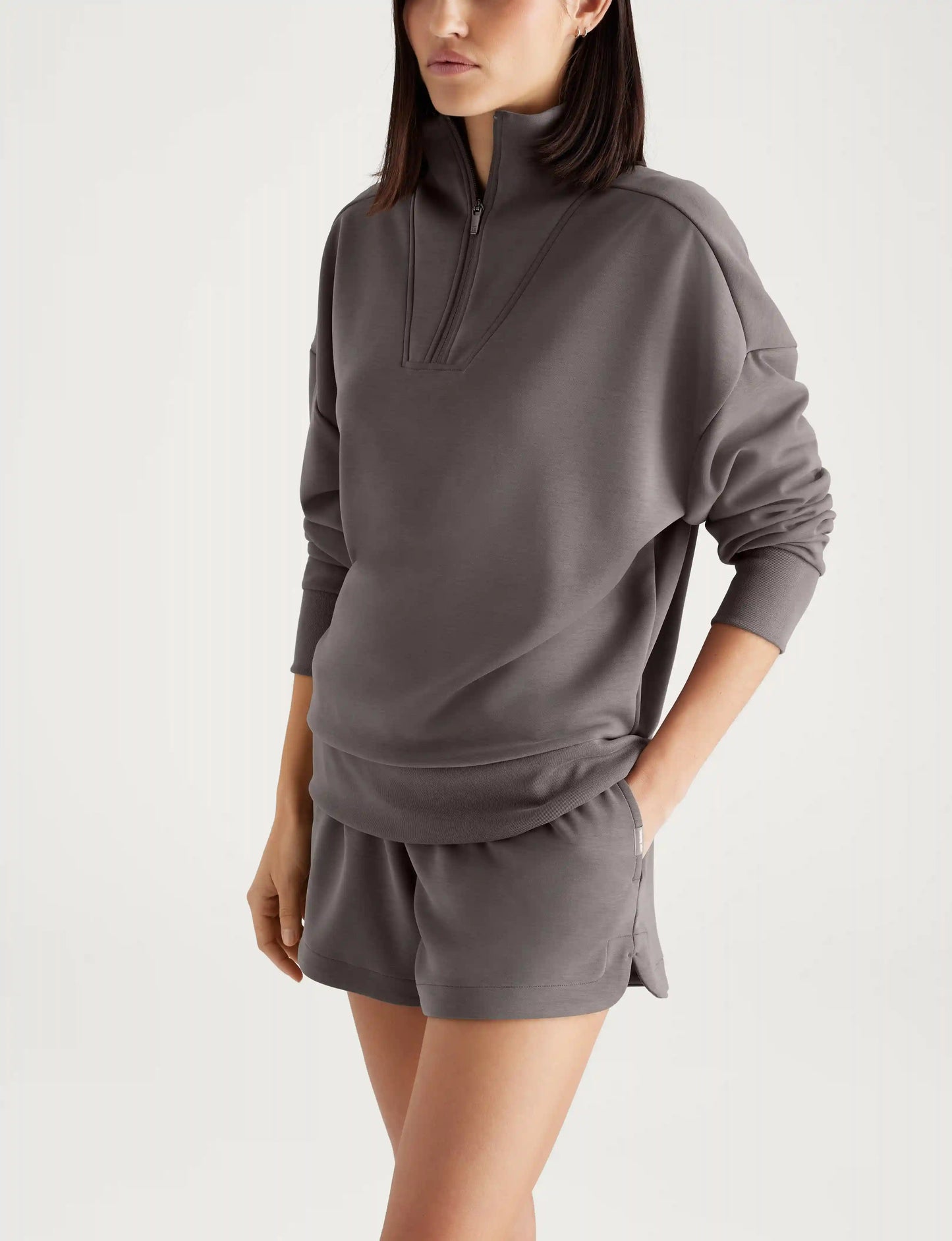 Women's Luxe Traveler Knit Quarter Zip & Mid-Rise Short Set