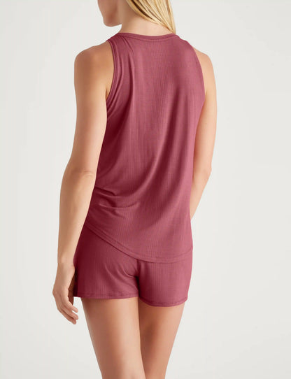 Women's Second Skin Luxe Rib Sleep Tank & Short Set