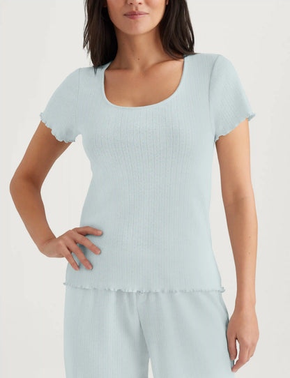 Women's Cotton Pointelle Rib Tee & Short Set