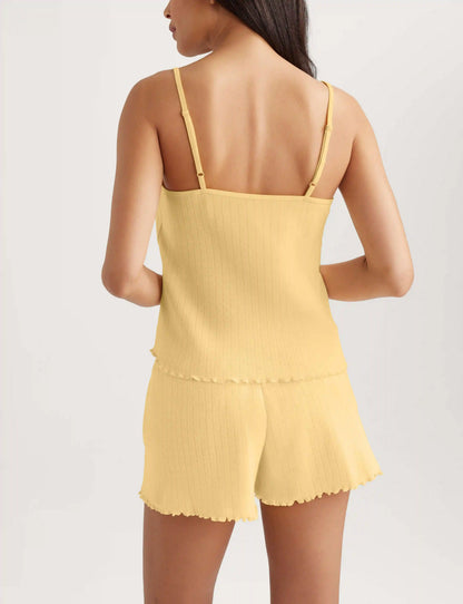 Women's Cotton Pointelle Rib Cami & Short Set