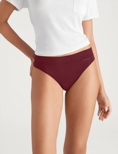 Women's Second Skin Thong, Lace Waist