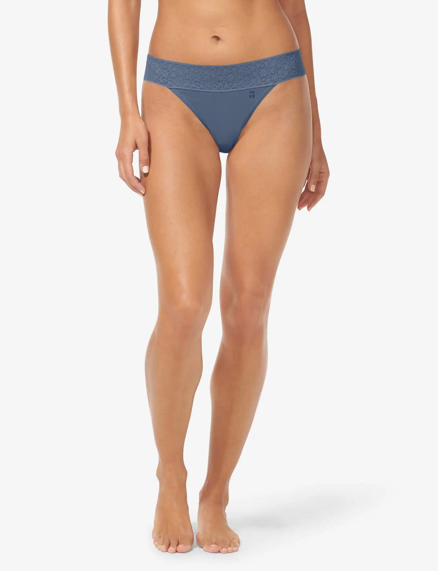 Women's Cool Cotton Thong, Lace Waist