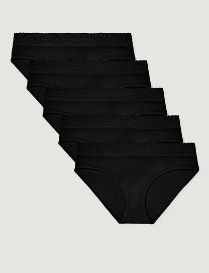 Women's Second Skin Brief, Lace Waist (5-Pack)