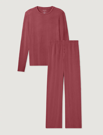 Women's Second Skin Luxe Rib Long Sleeve Crew Neck & Pant Set