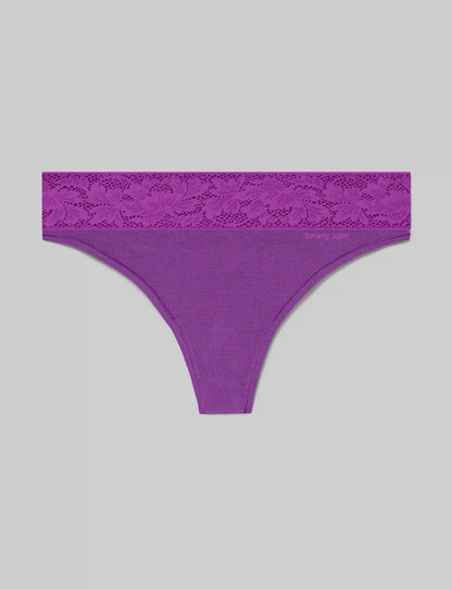 Women's Second Skin Thong, Lace Waist