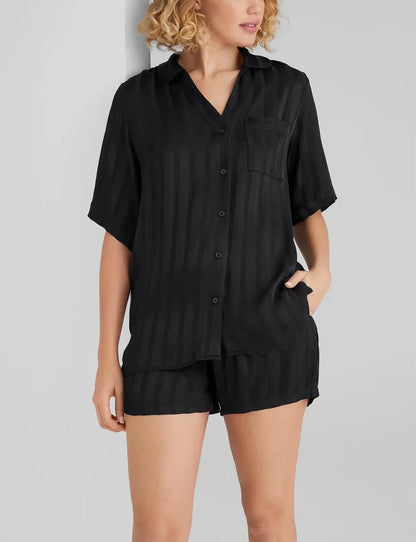Women's Satin Jacquard Pajama Top & Short Set