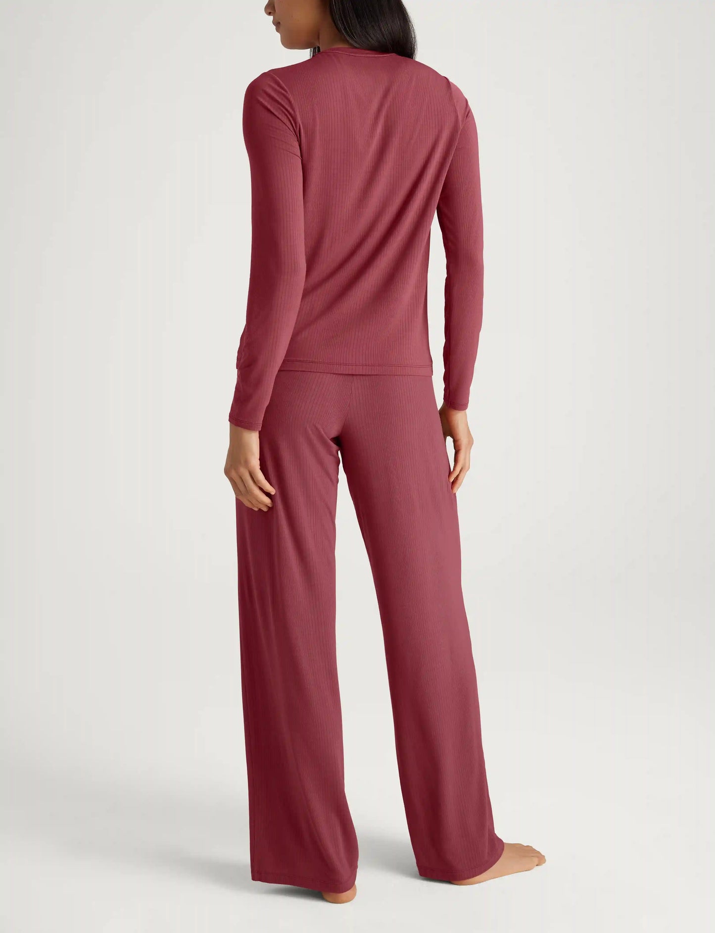 Women's Second Skin Luxe Rib Long Sleeve Crew Neck & Pant Set