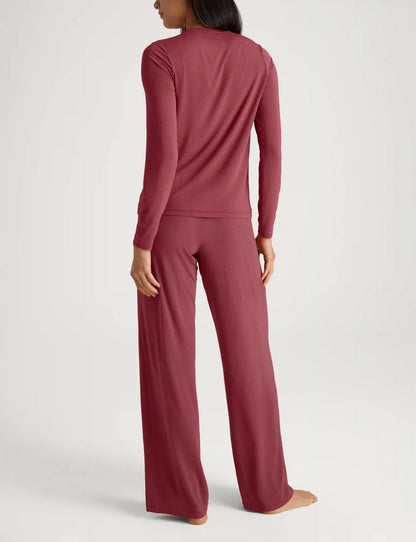 Women's Second Skin Luxe Rib Long Sleeve Crew Neck & Pant Set