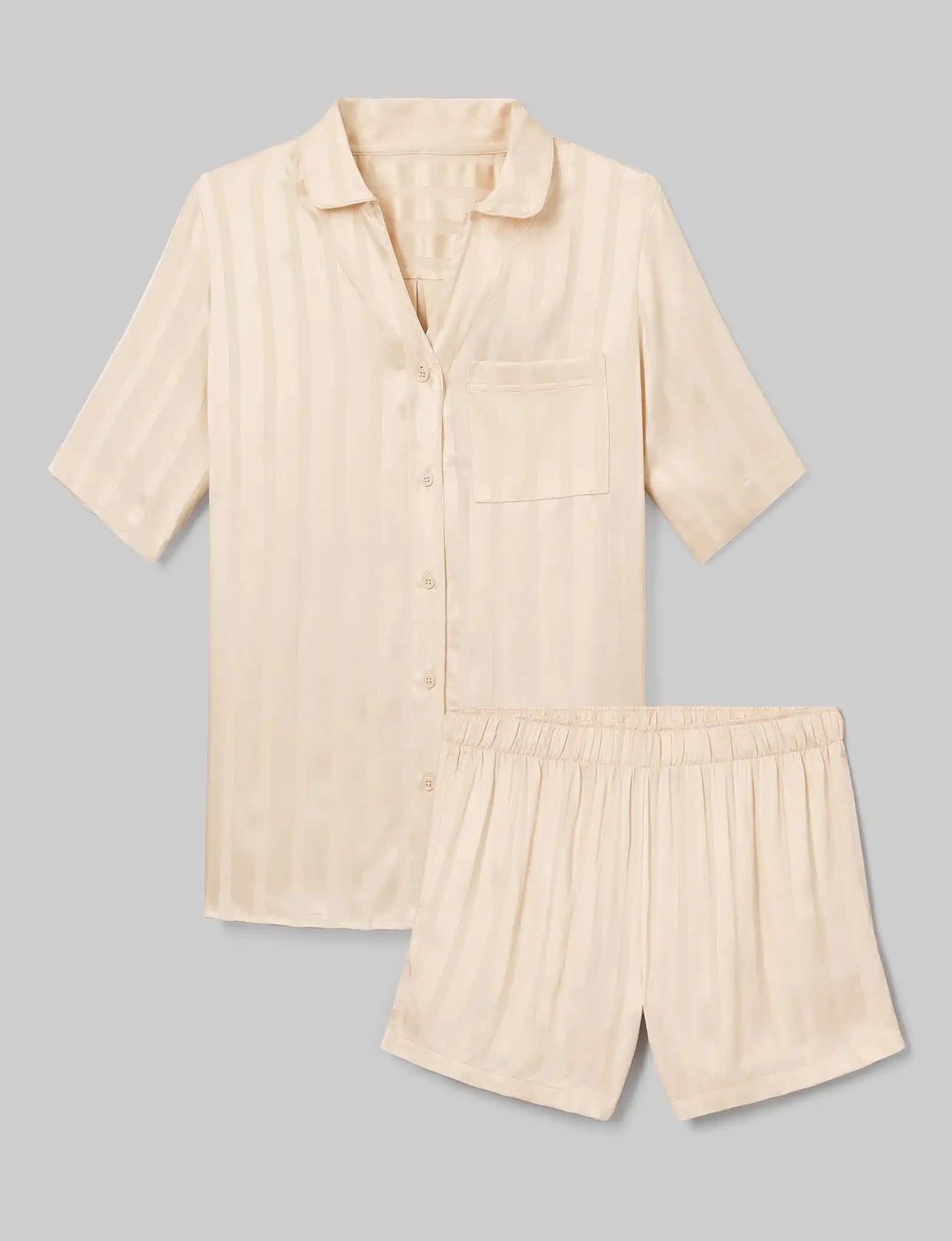 Women's Satin Jacquard Pajama Top & Short Set