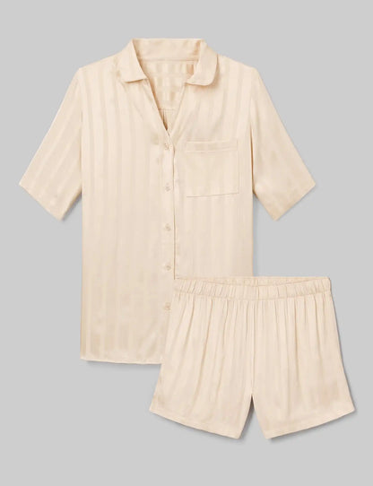 Women's Satin Jacquard Pajama Top & Short Set
