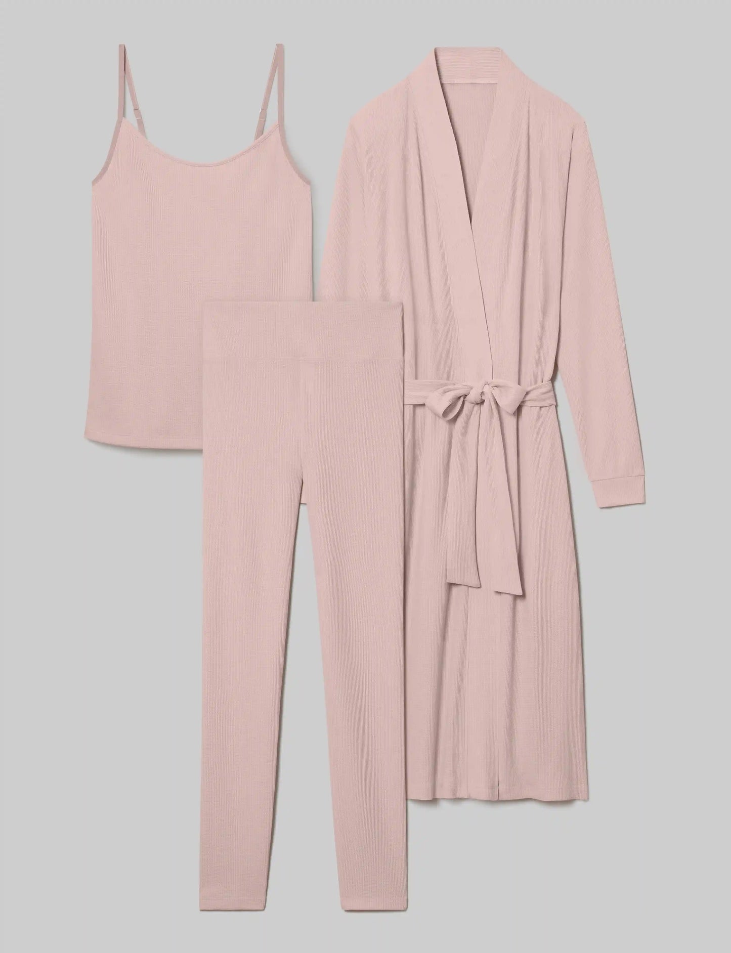 Women's Waffle Lounge Tank, Legging & Robe Set