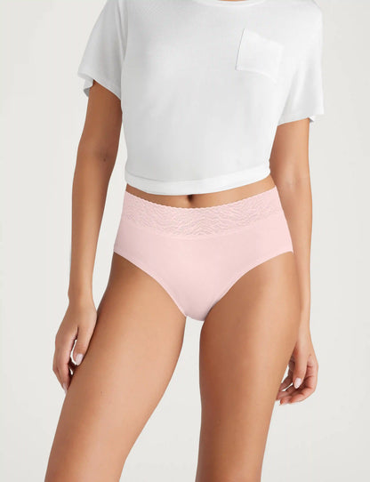 Women's Cool Cotton High Rise Brief, Lace Waist (3-Pack)