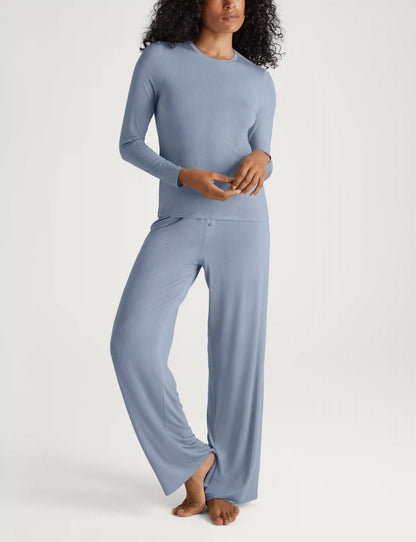 Women's Second Skin Luxe Rib Long Sleeve Crew Neck & Pant Set