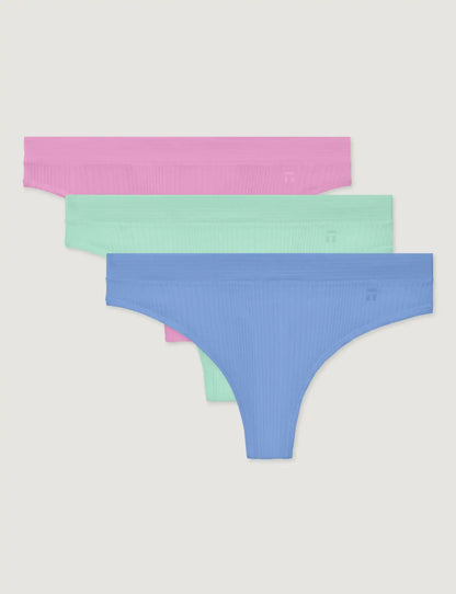 Women's Second Skin Luxe Rib Thong (3-Pack)