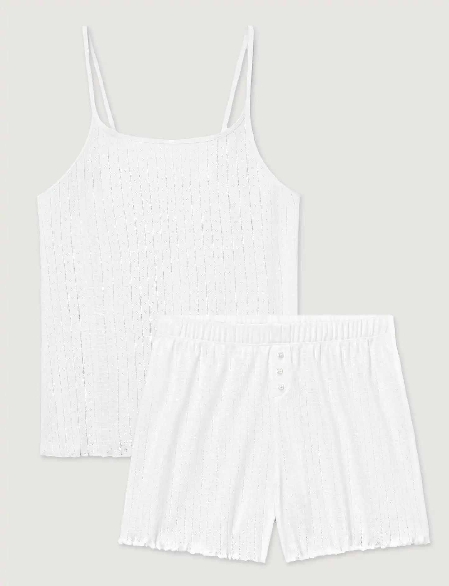 Women's Cotton Pointelle Rib Cami & Short Set