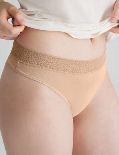 Women's Second Skin Thong, Lace Waist