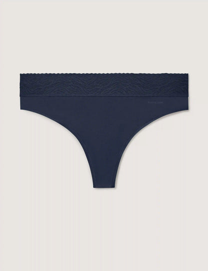 Women's Cool Cotton Thong, Lace Waist