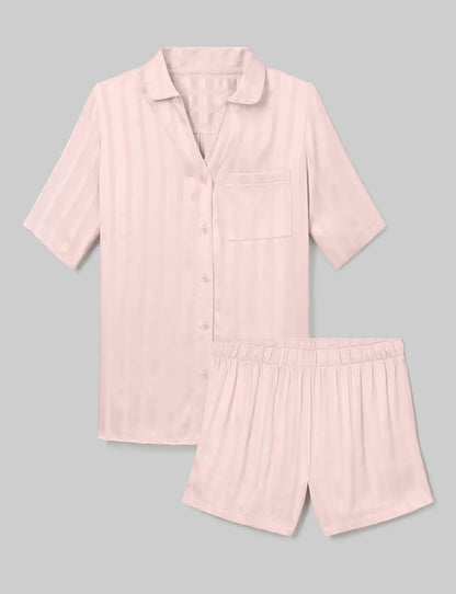 Women's Satin Jacquard Pajama Top & Short Set