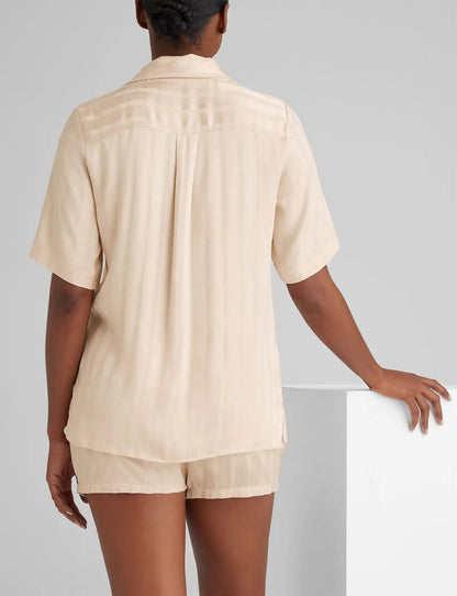 Women's Satin Jacquard Pajama Top & Short Set