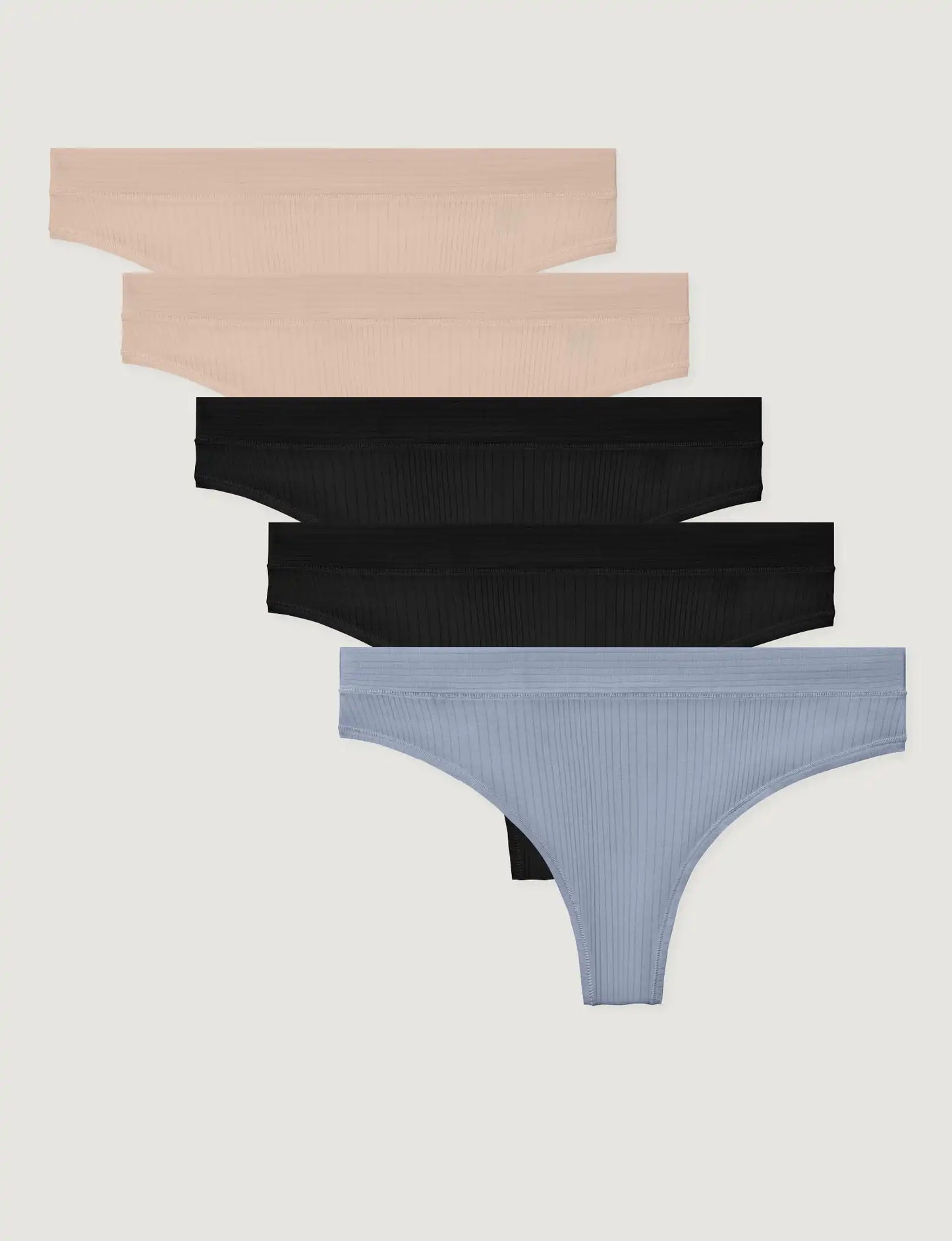 Women's Second Skin Luxe Rib Thong (5-Pack)
