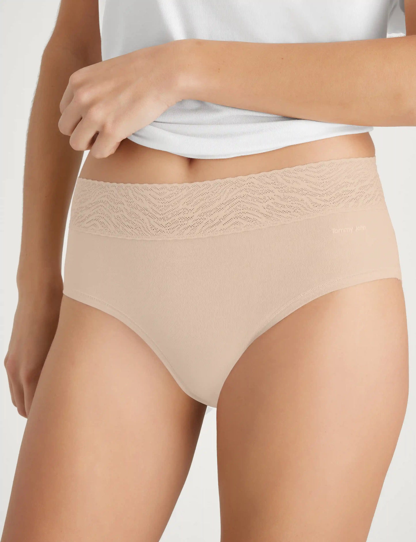 Women's Cool Cotton High Rise Brief, Lace Waist