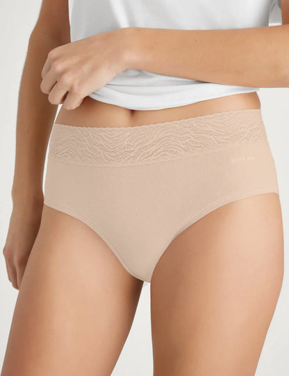 Women's Cool Cotton High Rise Brief, Lace Waist
