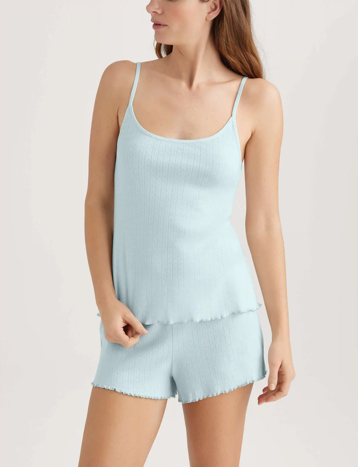 Women's Cotton Pointelle Rib Cami & Short Set