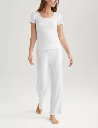Women's Cotton Pointelle Rib Tee & Pant Set