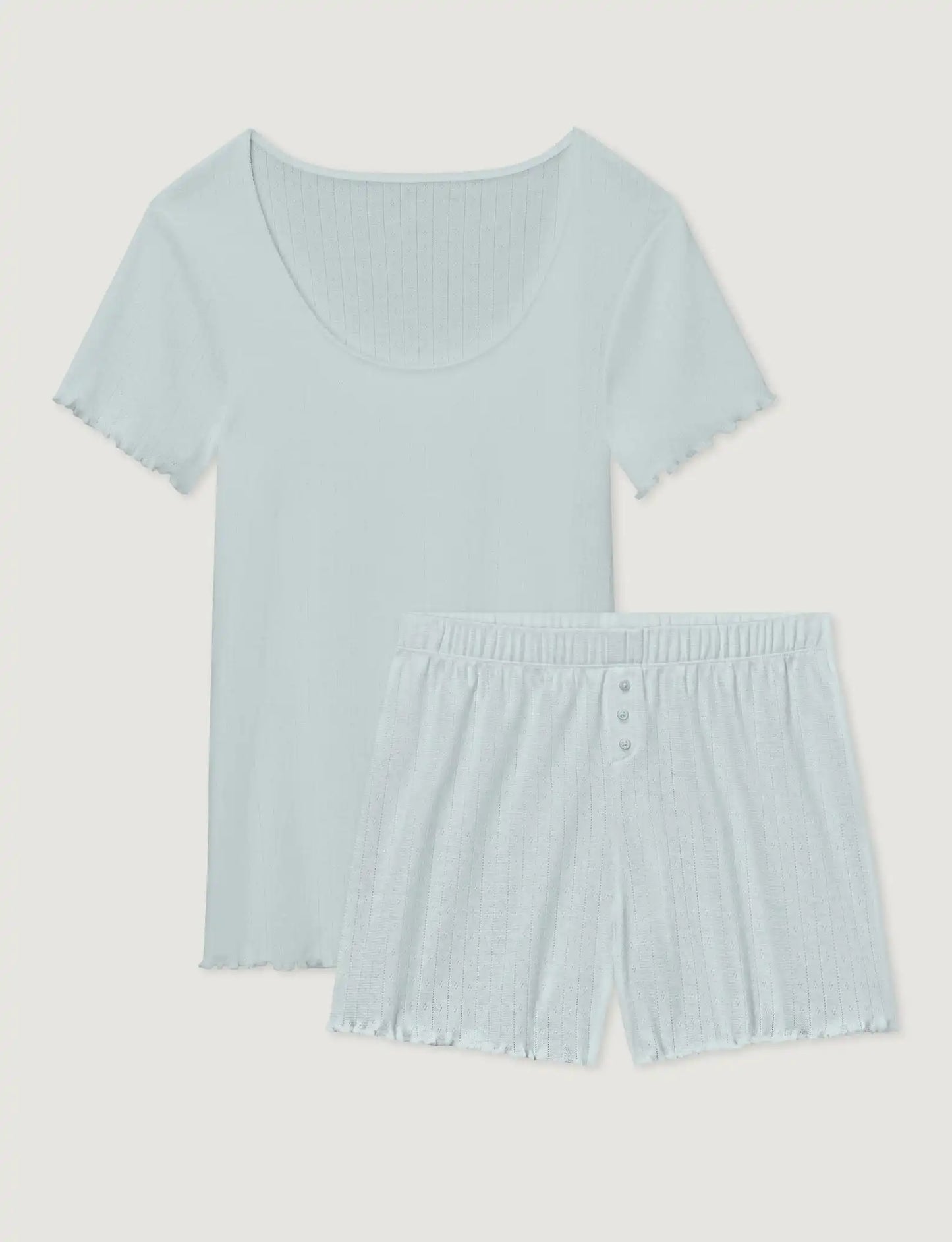 Women's Cotton Pointelle Rib Tee & Short Set