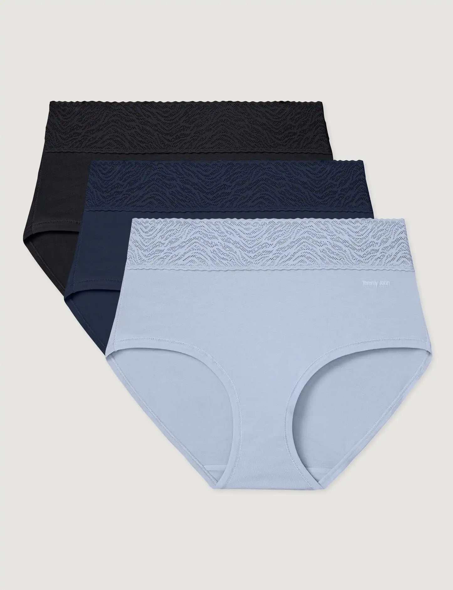 Women's Cool Cotton High Rise Brief, Lace Waist (3-Pack)