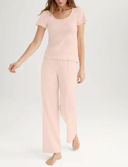 Women's Cotton Pointelle Rib Tee & Pant Set