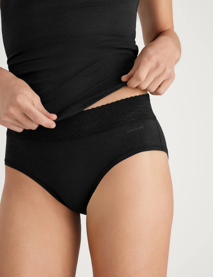 Women's Cool Cotton High Rise Brief, Lace Waist