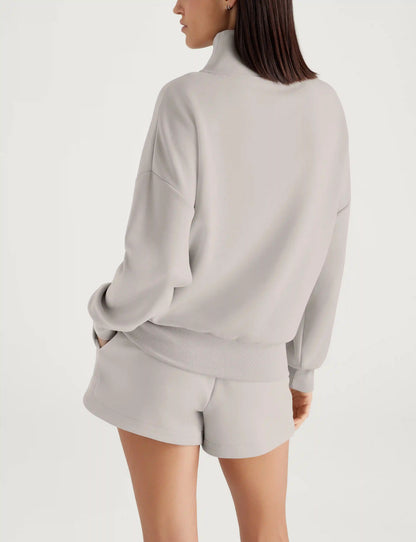 Women's Luxe Traveler Knit Quarter Zip & Mid-Rise Short Set
