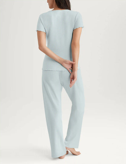 Women's Cotton Pointelle Rib Tee & Pant Set