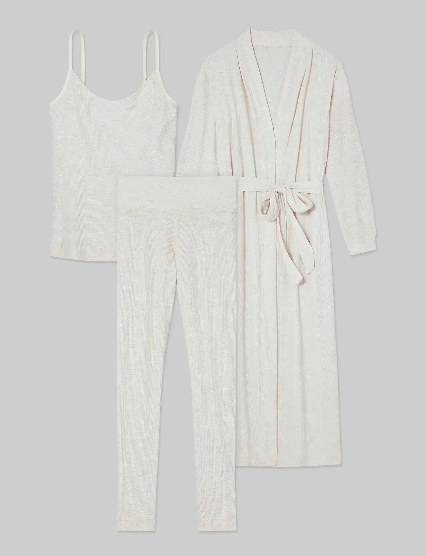 Women's Waffle Lounge Tank, Legging & Robe Set