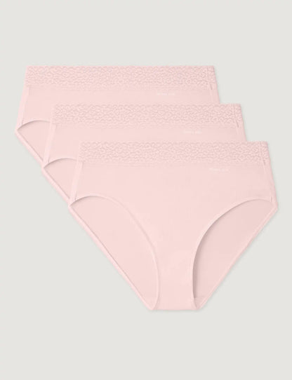 Women's Second Skin High-Rise Brief, Lace Waist (3-Pack)