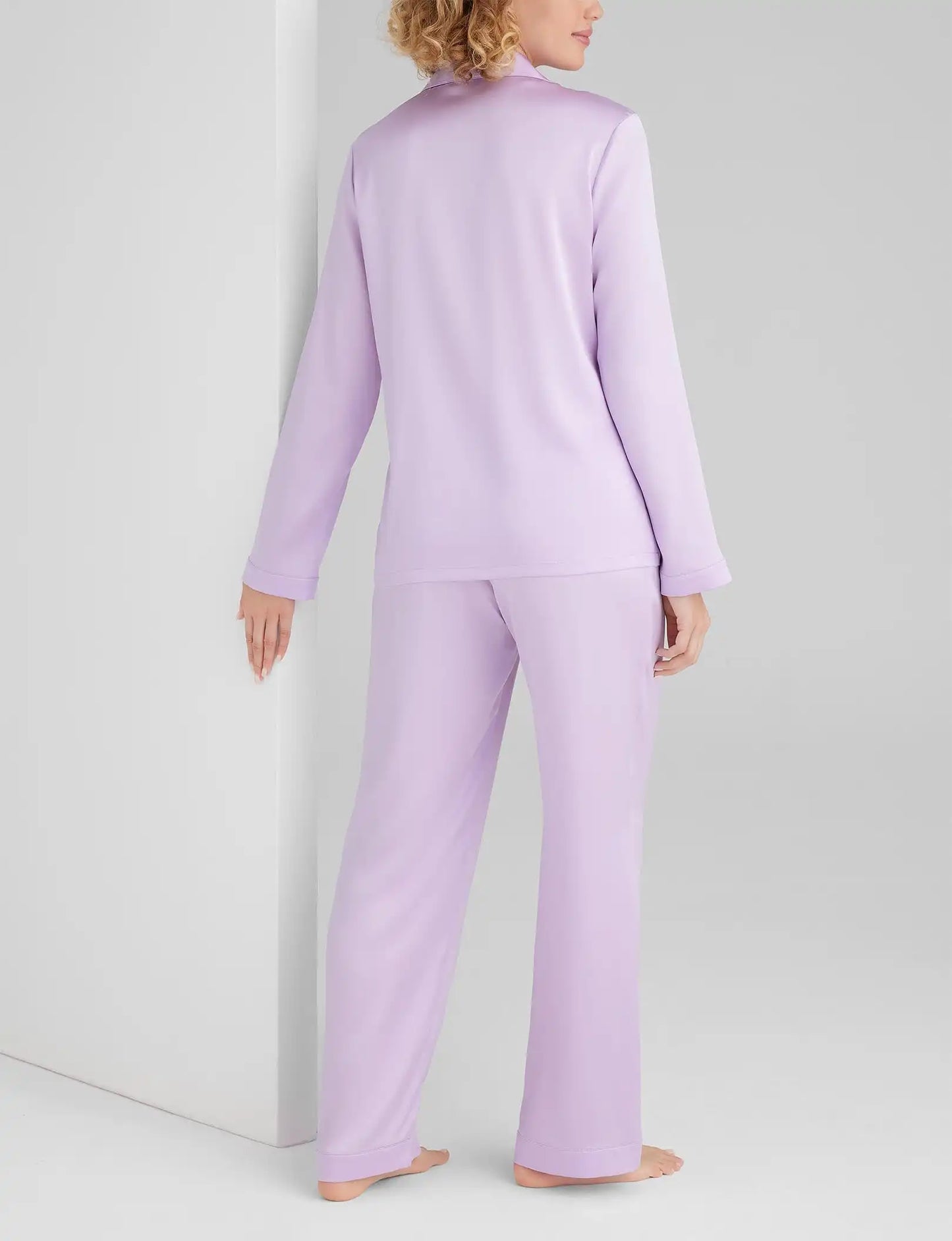 Women's Silk Long Sleeve Pajama Top & Pant Set